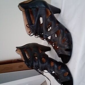 Woman's open toe lace up booties